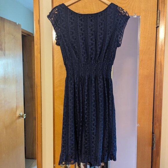 Charlotte Russe Navy Lacy Dress, Large - Picture 4 of 9